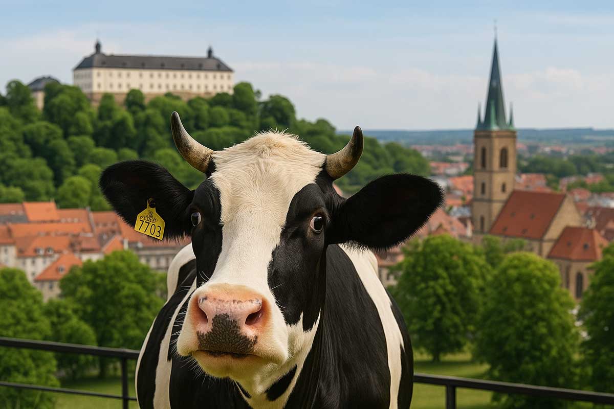 Lisa die Kuh wünscht allen ein schönes Wochenende in Gotha 🐮🌼